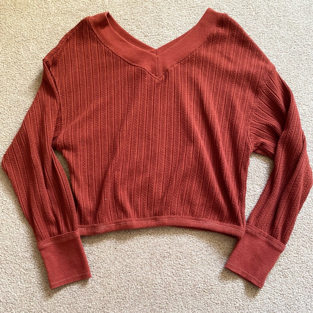 Burnt Orange V-Neck Sweater